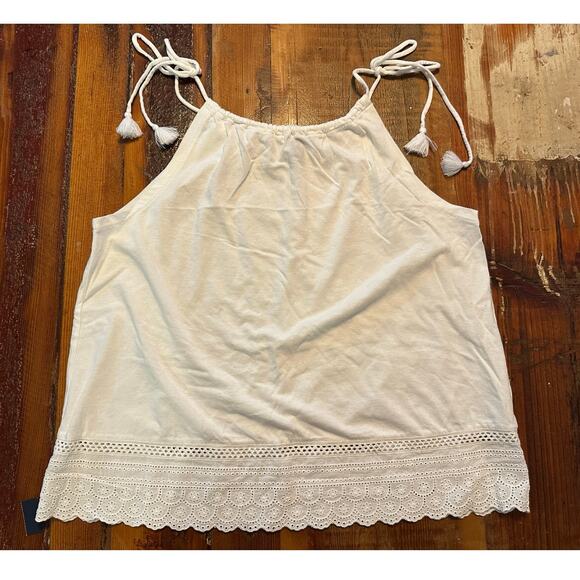 J. Crew Women's Cotton Tie Strap Boho Camisole Top – White, Size Small - Picture 1 of 8